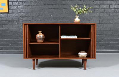  Barzilay Furniture Manufacturing Vintage Barzilay California Modern Tambour Door Walnut Credenza by Barzilay