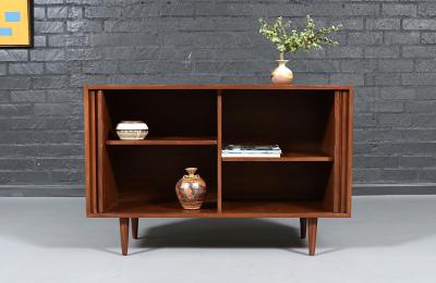 Barzilay Furniture Manufacturing Vintage Barzilay California Modern Tambour Door Walnut Credenza by Barzilay