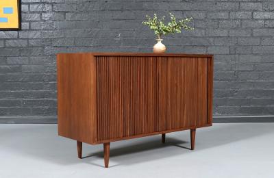  Barzilay Furniture Manufacturing Vintage Barzilay California Modern Tambour Door Walnut Credenza by Barzilay
