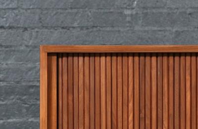  Barzilay Furniture Manufacturing Vintage Barzilay California Modern Tambour Door Walnut Credenza by Barzilay