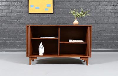  Barzilay Furniture Manufacturing Vintage California Modern Tambour Door Walnut Credenza by Barzilay