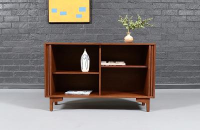  Barzilay Furniture Manufacturing Vintage California Modern Tambour Door Walnut Credenza by Barzilay