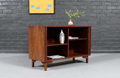  Barzilay Furniture Manufacturing Vintage California Modern Tambour Door Walnut Credenza by Barzilay