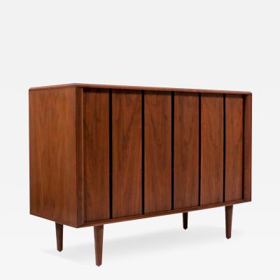  Barzilay Furniture Manufacturing Vintage Mid Century Modern Tambour Door Walnut Credenza by Barzilay