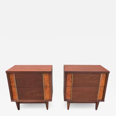  Basic Witz Furniture Basic Witz Pair Mid Century Walnut Olive Burl Restored Nightstands or End Tables