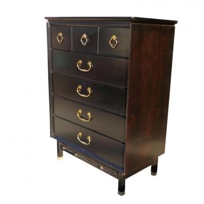 Bassett Furniture Bassett Asian Style Ebonized Chest of Drawers