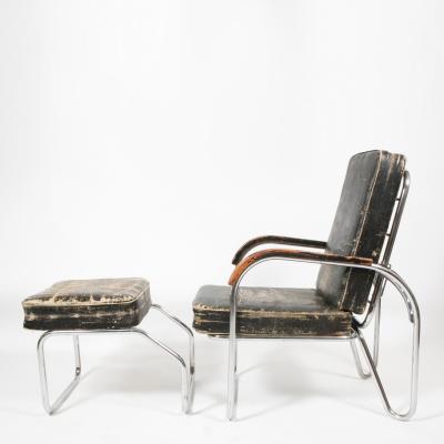  Bauhaus 1920s Original Bauhaus Easy Chair and Ottoman