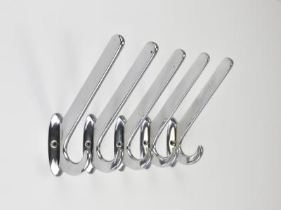  Bauhaus Up to 5 Large Art Deco Bauhaus Nickel Brass Wall Coat Hooks Vienna 1930s