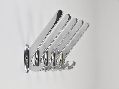  Bauhaus Up to 5 Large Art Deco Bauhaus Nickel Brass Wall Coat Hooks Vienna 1930s