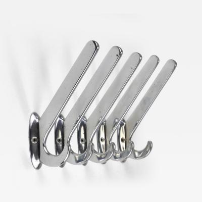  Bauhaus Up to 5 Large Art Deco Bauhaus Nickel Brass Wall Coat Hooks Vienna 1930s