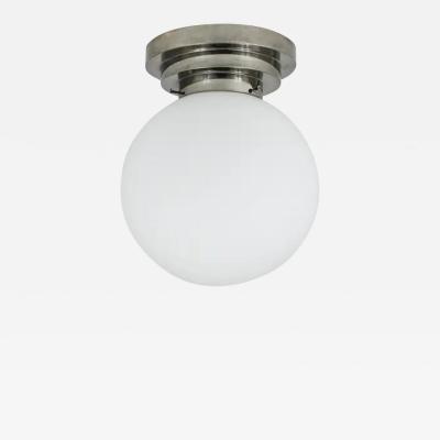 Bauhaus Velten Vordamm Large Art Deco Nickel Opaline Glass Globe Ceiling Lamp Flush Mount 1930s