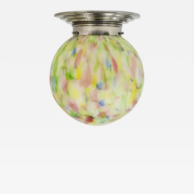  Bauhaus Velten Vordamm Vibrant Art Deco Ceiling Lamp Flush Mount Marble Glass Globe Germany 1930s