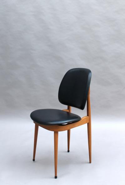  Baumann France 12 FRENCH 1960S BEECH AND NAUGAHYDE P GASE CHAIRS BY BAUMANN