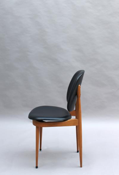  Baumann France 12 FRENCH 1960S BEECH AND NAUGAHYDE P GASE CHAIRS BY BAUMANN