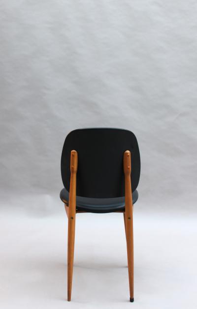  Baumann France 12 FRENCH 1960S BEECH AND NAUGAHYDE P GASE CHAIRS BY BAUMANN