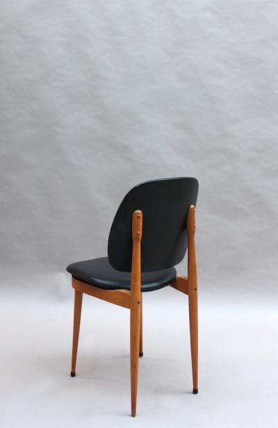  Baumann France 12 FRENCH 1960S BEECH AND NAUGAHYDE P GASE CHAIRS BY BAUMANN