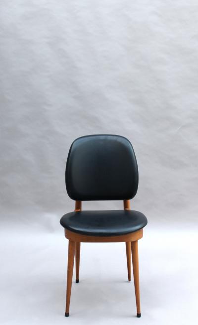  Baumann France 12 FRENCH 1960S BEECH AND NAUGAHYDE P GASE CHAIRS BY BAUMANN