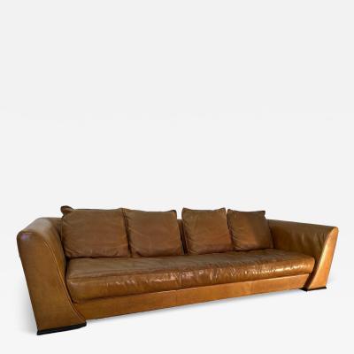  Baxter Wood Mid Century Baxter Italian Leather Sofa 1950s