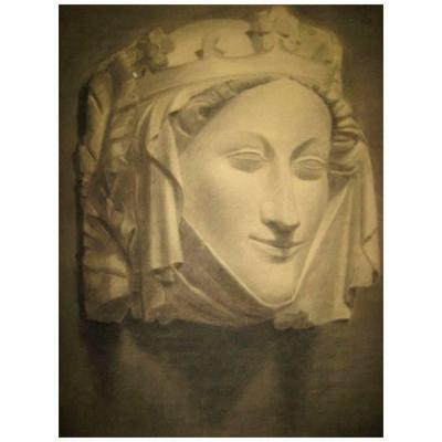  Beeldens New Objectivity Drawing Head of Gothic Woman by Beeldens