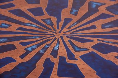  Behr Stunning Rare Wood Coffee Table with Copper and Enamel Top by Behr