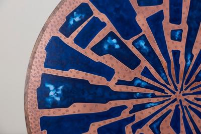  Behr Stunning Rare Wood Coffee Table with Copper and Enamel Top by Behr