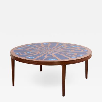  Behr Stunning Rare Wood Coffee Table with Copper and Enamel Top by Behr