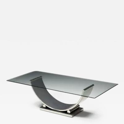  Belgo Chrome Belgo Chrom Table In Brushed Steel Belgium 1970s