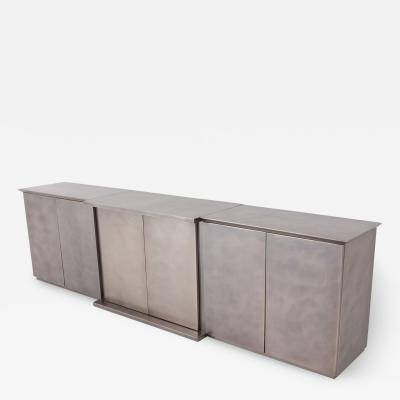  Belgo Chrome Belgo Chrome Credenza in Brushed Stainless Steel 1980s