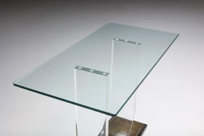  Belgo Chrome Lucite Brass Console Table for Belgo Chrome 1970s