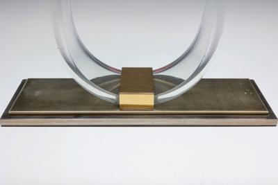  Belgo Chrome Lucite Brass Console Table for Belgo Chrome 1970s