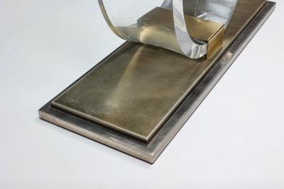  Belgo Chrome Lucite Brass Console Table for Belgo Chrome 1970s