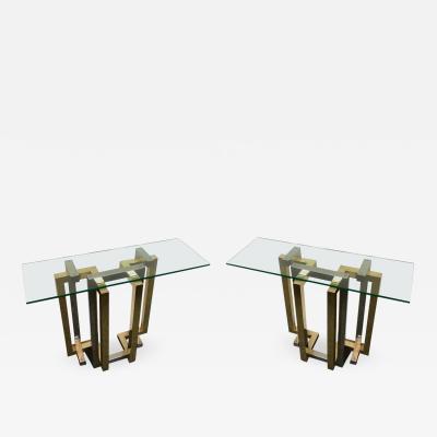  Belgo Chrome Pair of Console Table Brass and Chrome by Belgo Chrome Belgium 1980s