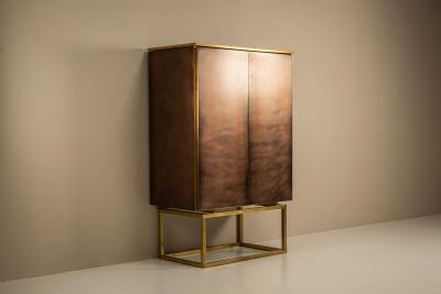  Belgochrom Belgochrom Bronze Brushed Cabinet with Brass Base 1980s