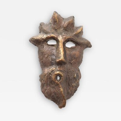  Bella Hunt DDC ROMANESQUE MASK Bronze head wall sculpture