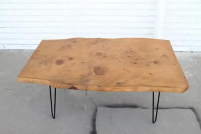 Benchairs Mid Century Live Edge Coffee Table on Hair Pin Legs
