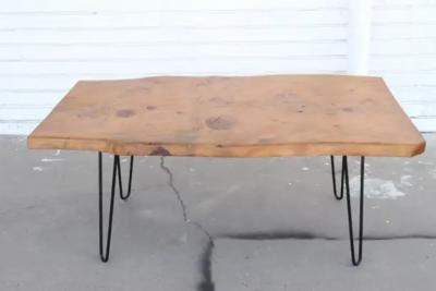 Benchairs Mid Century Live Edge Coffee Table on Hair Pin Legs
