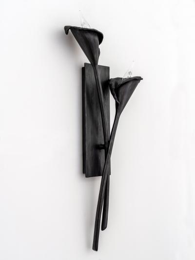  Benediko Calla Lily Wall Light in Black Plaster pair