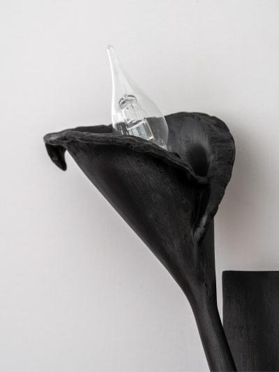  Benediko Calla Lily Wall Light in Black Plaster right version
