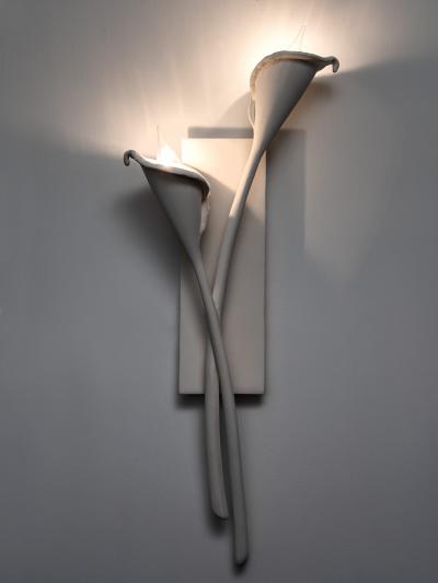 Benediko Calla Lily Wall Light in White Plaster pair