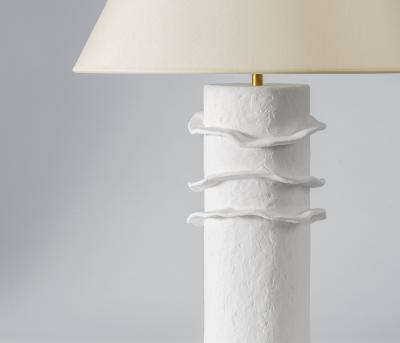  Benediko Chanterelle Sculptural Table Lamp in White Plaster with Silk Ecru Shade