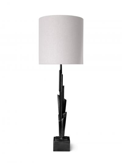  Benediko Linea Sculptural Table Lamp in Black Plaster Finish
