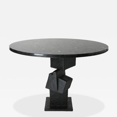  Benediko Modern Cubus Center Table Handcrafted in Black Plaster with Marble Top