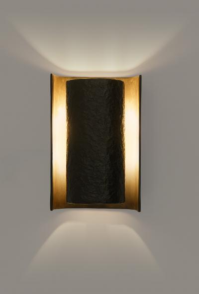  Benediko Small Galba III Wall Sconce in Black Plaster with Knifed Finish