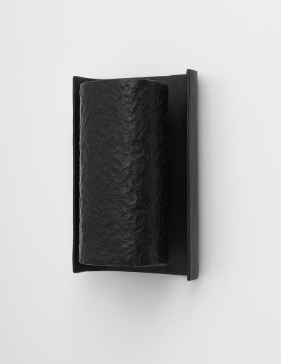  Benediko Small Galba III Wall Sconce in Black Plaster with Linear Relief Finish
