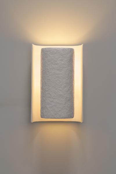 Benediko Small Galba III Wall Sconce in White Plaster with Knifed Finish