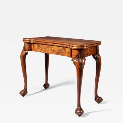  Benjamin Crook George II figured walnut card table on cabriole legs in the manner