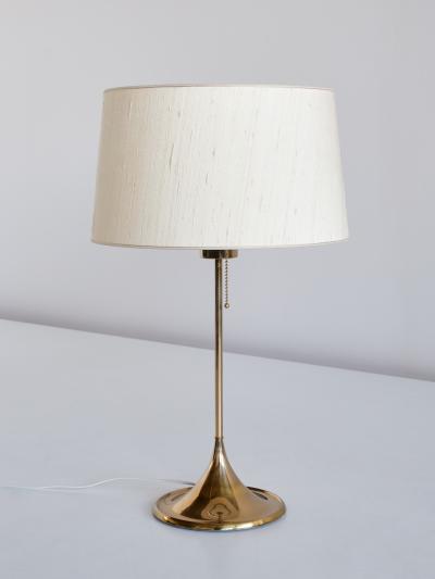  Bergboms Bergboms B 024 Brass Table Lamp with Beige Silk Shade Sweden 1960s