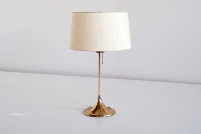  Bergboms Bergboms B 024 Brass Table Lamp with Beige Silk Shade Sweden 1960s