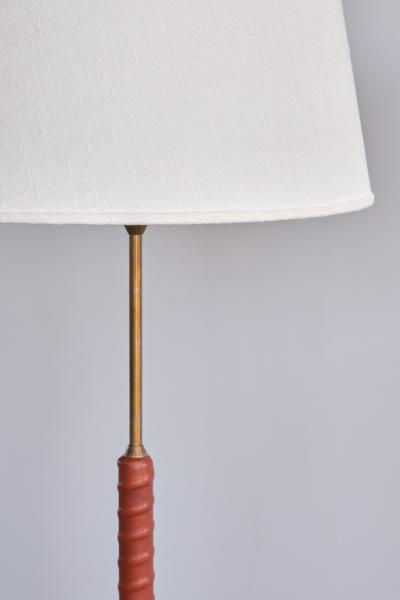  Bergboms Bergboms G 31 Floor Lamp in Brass Leather and Linen Sweden 1940s