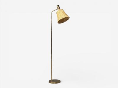  Bergboms Bergboms Swedish Modern Floor Lamp Brass Cane Sweden 1960s